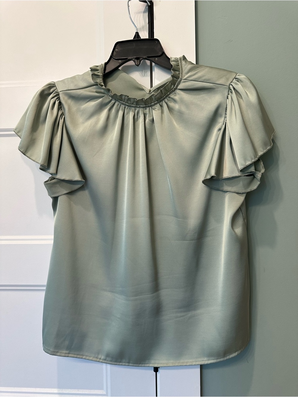 SHEIN Sage Green Ruffle Sleeve Blouse